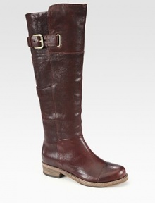 Walk with confidence in this casual-cool leather silhouette, with an easy zip and buckled strap. Stacked heel, 1½ (40mm)Shaft, 16Leg circumference, 12Leather upperSide zip and adjustable buckle strapLeather lining and solePadded insoleImported Walk with confidence in this casual-cool leather silhouette, with an easy zip and buckled strap. Stacked heel, 1½ (40mm)Shaft, 16Leg circumference, 12Leather upperSide zip and adjustable buckle strapLeather lining and solePadded insoleImported
