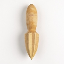 OXO International wood reamer. The wooden reamer efficiently juices lemons, limes and other citrus fruits. The pointed tip and sharp edges make it easier to begin the juicing process and continue juicing with ease. Made of solid beech wood, the material does not react with acidic fruits, making the product more durable. OXO International wood reamer. The wooden reamer efficiently juices lemons, limes and other citrus fruits. The pointed tip and sharp edges make it easier to begin the juicing process and continue juicing with ease. Made of solid beech wood, the material does not react with acidic fruits, making the product more durable.