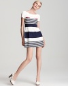 A Philosophy di Alberta Ferretti striped dress lends nautical chic to your resort collection. Featuring color block slit pockets, the playful style moves from dawn to dusk with a quick change of shoes.