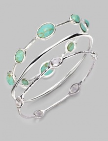 From the Silver Wonderland Collection. Richly veined, faceted ovals of bright turquoise are set all around a graceful sterling silver bangle. Turquoise Sterling silver Diameter, about 2½ Imported From the Silver Wonderland Collection. Richly veined, faceted ovals of bright turquoise are set all around a graceful sterling silver bangle. Turquoise Sterling silver Diameter, about 2½ Imported