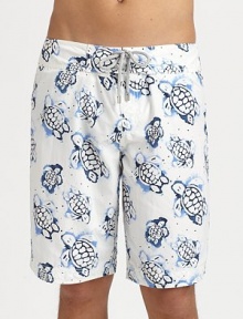 A cheerful turtle print adorns these quick-dry trunks, complete with drawstring waist for an easy-fit.Drawstring waistMesh liningPolyamideMachine washImported