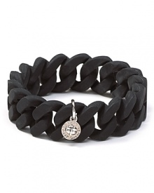 Give your accessory collection an industrial overhaul with MARC BY MARC JACOBS' rubber turnlock bracelet. In a vivid shade, the logo-stamped style enlivens daily looks with ease. Give your accessory collection an industrial overhaul with MARC BY MARC JACOBS' rubber turnlock bracelet. In a vivid shade, the logo-stamped style enlivens daily looks with ease.
