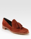 Oxford-inspired suede design with a stacked heel and playful tassels. Stacked heel, 1 (25mm)Suede upperLeather liningRubber solePadded insoleMade in SpainOUR FIT MODEL RECOMMENDS ordering true size. 