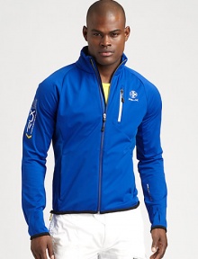 Constructed from breathable seam-sealed mechanical stretch twill, a full-zip mockneck jacket makes a smart statement with moisture-wicking technology and bold neon details.Double zip frontStand collarZippered chest, side slash pocketsElasticized drawcord hemFully linedAbout 27 from shoulder to hemPolyesterMachine washImported Constructed from breathable seam-sealed mechanical stretch twill, a full-zip mockneck jacket makes a smart statement with moisture-wicking technology and bold neon details.Double zip frontStand collarZippered chest, side slash pocketsElasticized drawcord hemFully linedAbout 27 from shoulder to hemPolyesterMachine washImported