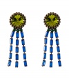 Bring heightened style to your day or night look with these ultra-chic earrings from New York City-based accessory label Dannijo - Drop style, made of stylishly distressed oxidized brass with multicolor Swarovski crystal embellishment - Wear with a classic cocktail dress or an on-trend off-duty ensemble
