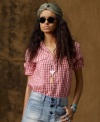 Flirt with the girl-next-door look in Denim & Supply Ralph Lauren's woven cotton gingham shirt, designed in a slouchy silhouette with classic utility styling for a chic yet rugged finish.