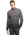 Wide fade to dark horizontal stripe fitted sweater by Calvin Klein is attractively sophisticated.