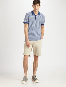 Multiple stripe patterns update the classic polo with contrast tipping and logo chest appliqué.Two-button placketCottonMachine washImported Multiple stripe patterns update the classic polo with contrast tipping and logo chest appliqué.Two-button placketCottonMachine washImported