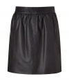 Stylish, lightly pleated skirt in supple, genuine leather - Chic, on-trend slate grey color - Banded waist and back zip - Slim, flattering cut hits above the knee - Ideal for both day and evening - Go for a casual look with a white button down or cashmere pullover and ballet flats - Dress up with a silk top, blazer and platform booties