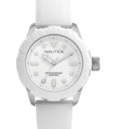 So fresh: this white-on-white Nautica watch is a sporty creation perfect for the active lifestyle.