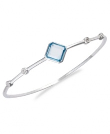Bangle love. You'll adore Victoria Townsend's sterling silver bangle, with its square-cut blue topaz (3-1/4 ct. t.w.) and sparkling diamond accents. Approximate circumference: 8 inches. Bangle love. You'll adore Victoria Townsend's sterling silver bangle, with its square-cut blue topaz (3-1/4 ct. t.w.) and sparkling diamond accents. Approximate circumference: 8 inches.