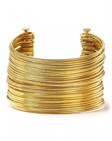 Follow the style-setters and finish every look with gleaming accessories like this chunky cuff from R.J. Graziano. Slip it on to be a true golden girl. Follow the style-setters and finish every look with gleaming accessories like this chunky cuff from R.J. Graziano. Slip it on to be a true golden girl.