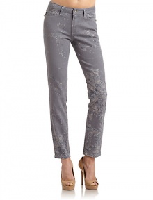 THE LOOKFaded snakeskin printMid-width waistband with belt loopsLogo button closureZip flyScrew head accents at pocketsFive-pocket styleCropped skinny legsTHE FITRise, about 8Inseam, about 29THE MATERIAL98% cotton/2% elastaneCARE & ORIGINMachine washMade in ItalyModel shown is 5'11 (180cm) wearing US size 4. THE LOOKFaded snakeskin printMid-width waistband with belt loopsLogo button closureZip flyScrew head accents at pocketsFive-pocket styleCropped skinny legsTHE FITRise, about 8Inseam, about 29THE MATERIAL98% cotton/2% elastaneCARE & ORIGINMachine washMade in ItalyModel shown is 5'11 (180cm) wearing US size 4.