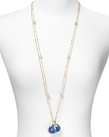 Coralia Leets' layered pendant adds a sparkly dimension. This dangly chalcedony necklace is positively eye-catching over silky blouses and laid-back basics. Coralia Leets' layered pendant adds a sparkly dimension. This dangly chalcedony necklace is positively eye-catching over silky blouses and laid-back basics.