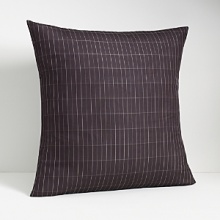 Delicate fronds in plum and pewter on a muted textured background. In 280-thread count combed cotton sateen. Imported. Delicate fronds in plum and pewter on a muted textured background. In 280-thread count combed cotton sateen. Imported.