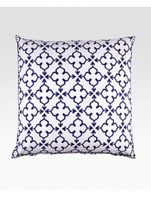 EXCLUSIVELY AT SAKS.COM. A pretty, hand-printed quatrefoil pattern in rich indigo on soft percale cotton.300 thread count percale cottonHand-stitched edgingConcealed zip closureImported 