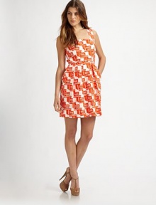 Kinetically printed cotton, in a wear-everywhere style accented with a waist tie and side slash pockets.Square necklineSleevelessSelf waist tiePleated skirtSide slash pocketsConcealed back zipFully linedAbout 19 from natural waistCottonDry cleanMade in USA of imported fabricModel shown is 5'10 (177cm) wearing US size 4.OUR FIT MODEL RECOMMENDS ordering true size. Kinetically printed cotton, in a wear-everywhere style accented with a waist tie and side slash pockets.Square necklineSleevelessSelf waist tiePleated skirtSide slash pocketsConcealed back zipFully linedAbout 19 from natural waistCottonDry cleanMade in USA of imported fabricModel shown is 5'10 (177cm) wearing US size 4.OUR FIT MODEL RECOMMENDS ordering true size.