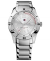 A sleek dress watch from Tommy Hilfiger with the colorful details you'd expect from the brand.