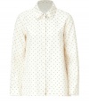 Add of-the-moment chic to your workweek staples with this modernized dot printed blouse from Marc by Marc Jacobs - Spread collar, long sleeves, front button placket, relaxed fit, asymmetric high-low hem, all-over dot print - Wear with skinny jeans, cropped trousers, or a sleek pencil skirt