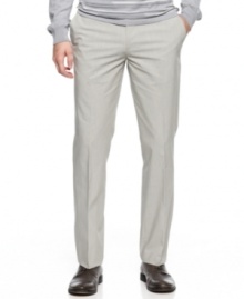 Modernize your business look with these slim-fit pants from Calvin Klein. Modernize your business look with these slim-fit pants from Calvin Klein.