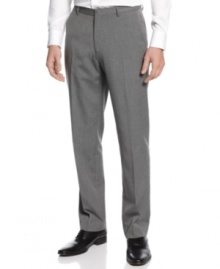 Step up your workweek style with these modern flat-front pants from Calvin Klein. Step up your workweek style with these modern flat-front pants from Calvin Klein.