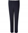 Luxurious pants made ​.​.of fine, dark blue wool - Slim cut, looks modern AND elegant - With flattering creases - A classy all-round talent for business and leisure - Wear with a dress shirt and (the) matching jacket or cashmere pullover, long sleeve shirt or cardigan