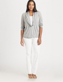 Fine Italian fabrication meets a modern silhouette with a feminine neckline for a charming look. CowlneckLong sleevesPull-on styleAbout 25 from shoulder to hemViscoseHand washImported of Italian fabric Fine Italian fabrication meets a modern silhouette with a feminine neckline for a charming look. CowlneckLong sleevesPull-on styleAbout 25 from shoulder to hemViscoseHand washImported of Italian fabric
