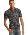 Complement your casual look with this print short-sleeve shirt from Sons of Intrigue.