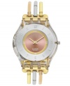 A harmonious blend of warm tones create a lovely effect on this elegant Tri-Gold collection Swatch watch.