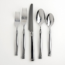 This set includes 12 each: dinner fork, dinner spoon, salad fork, teaspoon and dinner knife plus one each sugar shell, butter knife, serving spoon, slotted spoon and cold meat fork. This set includes 12 each: dinner fork, dinner spoon, salad fork, teaspoon and dinner knife plus one each sugar shell, butter knife, serving spoon, slotted spoon and cold meat fork.