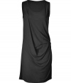 Chic black draped dress from Michael Kors - Bright comfortable yet refined style to your cocktail look with this sophisticated dress - Scoop neckline with one-sided pleat detail, asymmetrical drape, pullover style - Style with patterned tights, a boyfriend blazer, and ankle booties