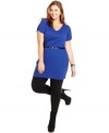 Don't let the cold weather get you down. Heat it up with this cozy plus size sweater dress from Extra Touch!