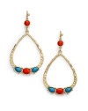 THE LOOK22k goldplated textured teardrop silhouetteResin teardrop accentsHook backTHE MEASUREMENTWidth, about 1½Length, about 2¾ORIGINImported