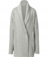 Super chic chunky light grey wool cardigan - Stay warm in style with this stylish cardigan - Flattering V-neck cut and sophisticated ribbed details  - Style with slim jeans, a pullover, and ballet flats for day - Try with flared jeans, a boho blouse, and wedge platforms