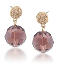 Fashionable facets. Brown faceted glass beads embellish Carolee's exquisite double drop earrings. Crafted in gold tone mixed metal, they're adorned by glittering post accents. Approximate drop: 1 inch. Fashionable facets. Brown faceted glass beads embellish Carolee's exquisite double drop earrings. Crafted in gold tone mixed metal, they're adorned by glittering post accents. Approximate drop: 1 inch.