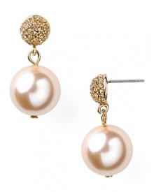 Illuminate your style with this pair of pearly drop earrings from Carolee, accented by sparkly stones and luminous danglers. Illuminate your style with this pair of pearly drop earrings from Carolee, accented by sparkly stones and luminous danglers.