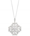 Elaborate and exquisite. Eliot Danori's ornate Autumn Array cubic zirconia pendant necklace (1/2 ct. t.w.) is gorgeous and glittering no matter what he season. Adorned with sparkling crystals, it's set in silver tone mixed metal. Approximate length: 16 inches + 2-inch extender. Approximate drop: 1-1/2 inches.