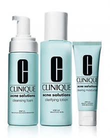 Perfect introduction to the Acne Solutions Clear Skin System. Acne Solutions Clear Skin System in a convenient starter kit. Contains a 4-week supply of all three stepscleanse, exfoliate, moisturize. It's the perfect introduction to the complete system and to the benefit of using all three steps. Perfect introduction to the Acne Solutions Clear Skin System. Acne Solutions Clear Skin System in a convenient starter kit. Contains a 4-week supply of all three stepscleanse, exfoliate, moisturize. It's the perfect introduction to the complete system and to the benefit of using all three steps.