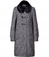 Sophisticated navy tweed coat with fur collar - This gorgeous coat will keep you warm and looking cool - On-trend 1940s style with modern details and fur collar - Wear with a sheath dress, patterned tights, and platform heels for a chic day look - Try with skinny jeans, a silk blouse, and wedge booties