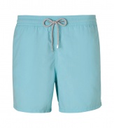 A brand original style since the 70s, Vilebrequins Moorea swim trunks are as iconic as they are cool - Waterproof elastic waistband, back flap pocket, side slit pockets, back eyelets for release of water, durable drawstring cord with stainless metal aglets, interior cotton briefs - Classic slim fit - Wear in the water, or post-swim with a polo and flip-flops - Comes with a logo printed drawstring pouch