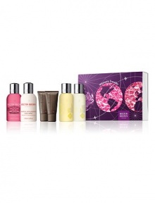 Travel is all wrapped up. When you're embarking on a journey, this enriching six-piece collection for hair, body, hands and feet is vital. Concentrated plant and mineral actives and high-impact aroma oils, including gulf of guinea pink pepperpod, desert plant extracts, ziao jao and Indian cress, help to cleanse, condition and pamper at every stage of your trip. This in-flight friendly travel set comes complete with a clear travel bag. Made in England. Travel is all wrapped up. When you're embarking on a journey, this enriching six-piece collection for hair, body, hands and feet is vital. Concentrated plant and mineral actives and high-impact aroma oils, including gulf of guinea pink pepperpod, desert plant extracts, ziao jao and Indian cress, help to cleanse, condition and pamper at every stage of your trip. This in-flight friendly travel set comes complete with a clear travel bag. Made in England.