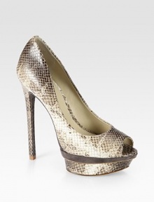 EXCLUSIVELY AT SAKS. Glimmering snake-print leather with a suede platform insert and an ultra-high heel. Self-covered heel, 5½ (140mm)Island platform, 1 (25mm)Compares to a 4½ heel (115mm)Snake-print leather and suede upperLeather lining and solePadded insoleImportedOUR FIT MODEL RECOMMENDS ordering true size. EXCLUSIVELY AT SAKS. Glimmering snake-print leather with a suede platform insert and an ultra-high heel. Self-covered heel, 5½ (140mm)Island platform, 1 (25mm)Compares to a 4½ heel (115mm)Snake-print leather and suede upperLeather lining and solePadded insoleImportedOUR FIT MODEL RECOMMENDS ordering true size.