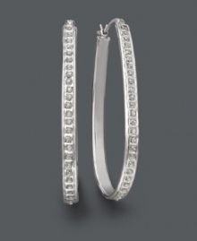 Seamless sparkle for timeless style. These fashionable hoop earrings shine with the addition of round-cut diamond accents. Crafted in sterling silver. Approximate diameter: 1-3/4 inches. Seamless sparkle for timeless style. These fashionable hoop earrings shine with the addition of round-cut diamond accents. Crafted in sterling silver. Approximate diameter: 1-3/4 inches.
