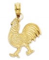 Rule the roost! This symbolic rooster charm features an intricately-carved design in 14k gold. Chain not included. Approximate length: 4/5 inch. Approximate width: 1/2 inch.
