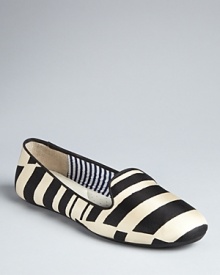 Modern art: these Charles Philip smoking flats add graphic visual interest to a sleek silhouette. Modern art: these Charles Philip smoking flats add graphic visual interest to a sleek silhouette.