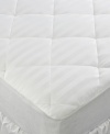 Keep your mattress protected and add an extra layer of plush comfort with this Waterproof mattress pad from Charter Club. Featuring a diamond quilted design with dobby woven stripes and hypoallergenic construction, this pad is sure to keep your mattress well-kept.