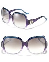 Look like a movie star in Balenciaga's oversized round sunglasses with large logo detail at sides.