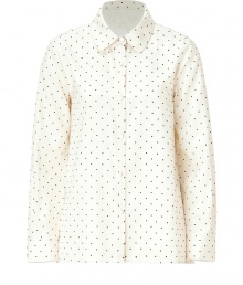 Add of-the-moment chic to your workweek staples with this modernized dot printed blouse from Marc by Marc Jacobs - Spread collar, long sleeves, front button placket, relaxed fit, asymmetric high-low hem, all-over dot print - Wear with skinny jeans, cropped trousers, or a sleek pencil skirt Add of-the-moment chic to your workweek staples with this modernized dot printed blouse from Marc by Marc Jacobs - Spread collar, long sleeves, front button placket, relaxed fit, asymmetric high-low hem, all-over dot print - Wear with skinny jeans, cropped trousers, or a sleek pencil skirt