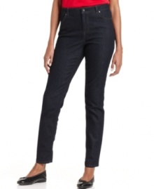 A skinny fit plus a clean, dark wash equals the easiest jeans. Get the look with this pair from Charter Club!