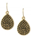 Teardrops make a big splash in this pair of earrings from Kenneth Cole New York. Crafted from gold-tone mixed metal, black pave glass crystal accents make a stunning addition. Approximate drop: 1-1/4 inches.